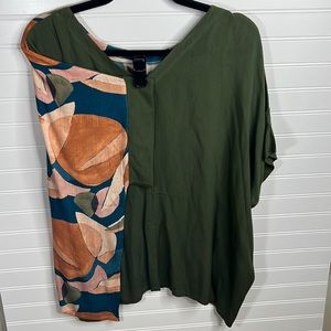 Noonday Split Seam Blouse, Obuvumu and Olive.